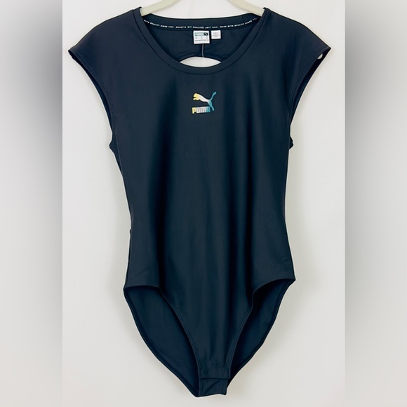 PUMA -Crystal Galaxy Women's  Black Bodysuit with open back & snap crotc… - Picture 3 of 12